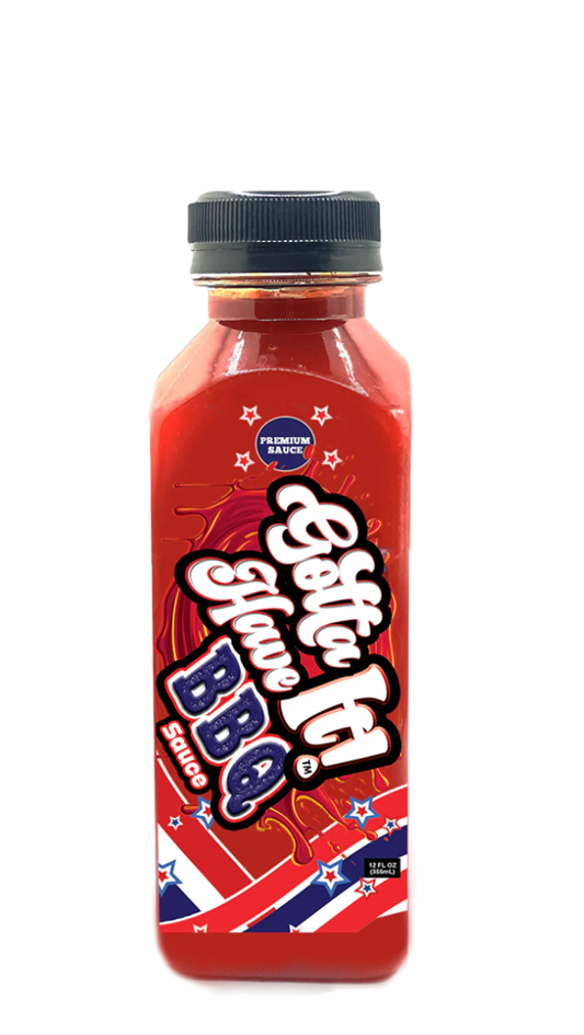 Bottle of BBQ sauce on a white background