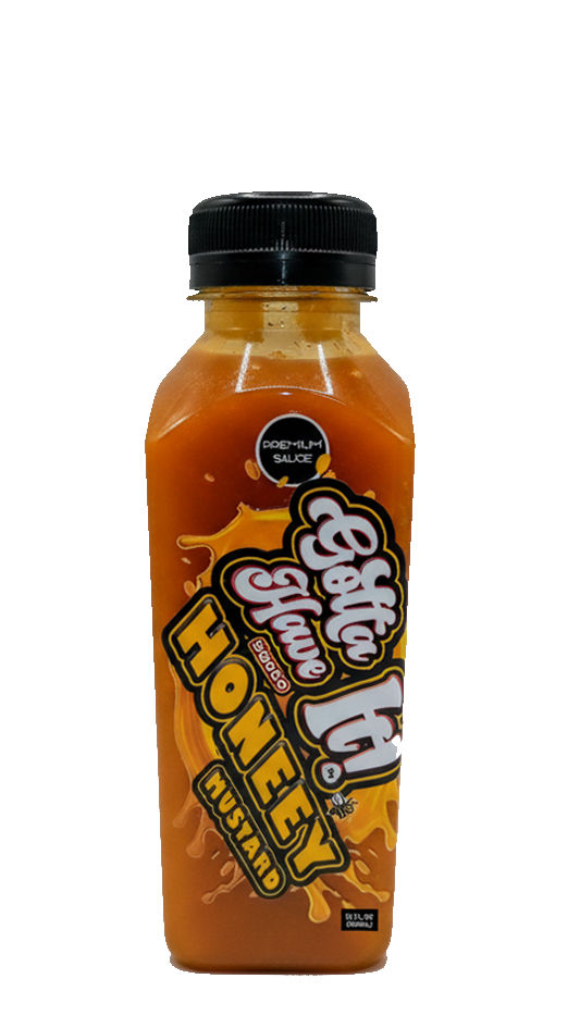 Bottle of Gotta Have It! Sauce Honeey Mustard on a white background
