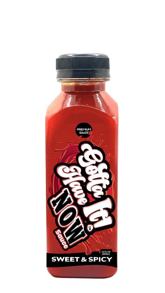 Bottle of sweet and spicy sauce on a white background